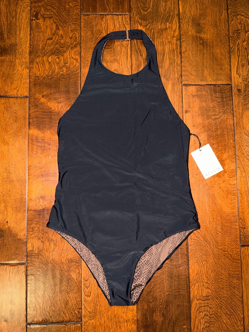 acacia swimwear Black High-Neck One-Piece Swimsuit